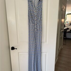 Free People Blue and White Geometric Maxi Dress